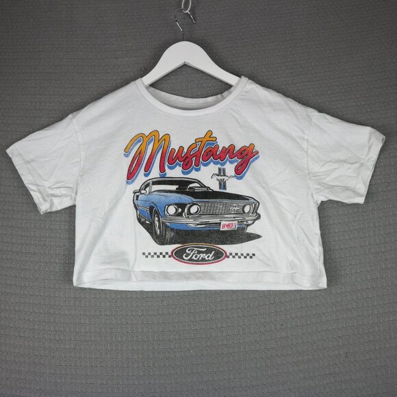 Ford Tops - Ford Mustang Old School Car Cropped Tee Womens Medium